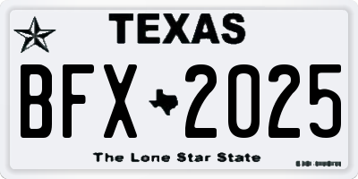 TX license plate BFX2025