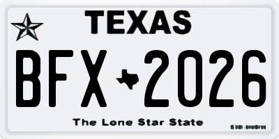 TX license plate BFX2026