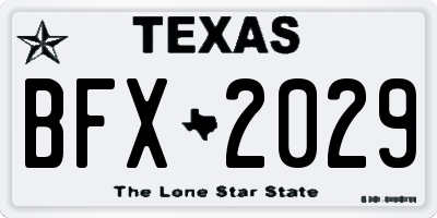 TX license plate BFX2029