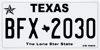 TX license plate BFX2030