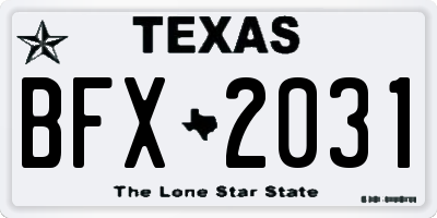TX license plate BFX2031