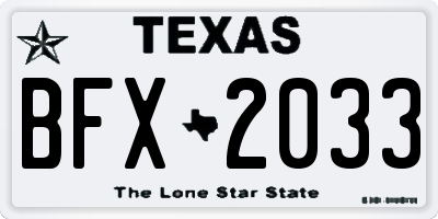 TX license plate BFX2033