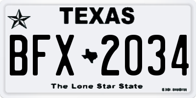 TX license plate BFX2034