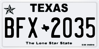TX license plate BFX2035