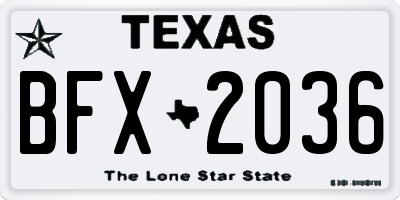 TX license plate BFX2036