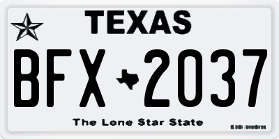 TX license plate BFX2037