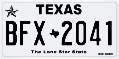 TX license plate BFX2041