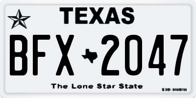 TX license plate BFX2047