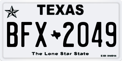 TX license plate BFX2049
