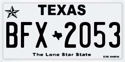 TX license plate BFX2053