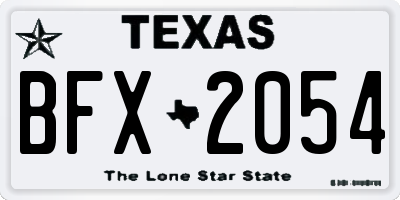 TX license plate BFX2054