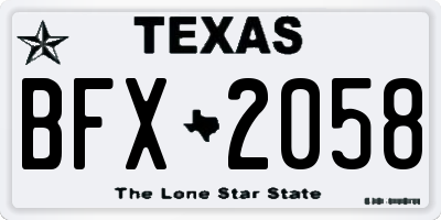 TX license plate BFX2058