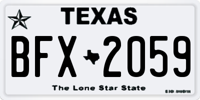 TX license plate BFX2059