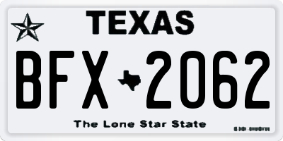 TX license plate BFX2062