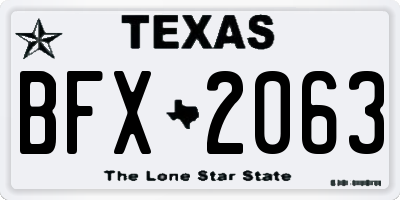 TX license plate BFX2063