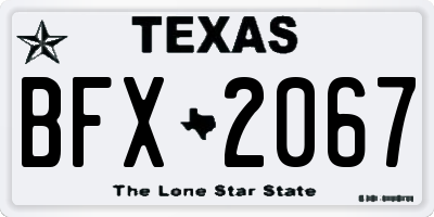 TX license plate BFX2067