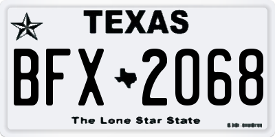 TX license plate BFX2068