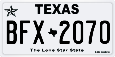TX license plate BFX2070