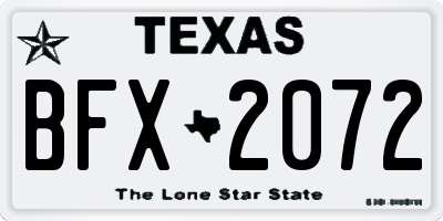 TX license plate BFX2072