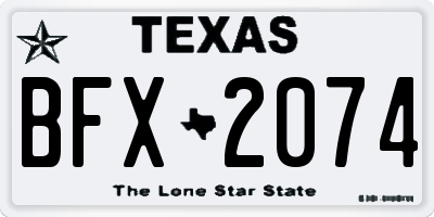 TX license plate BFX2074