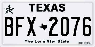 TX license plate BFX2076