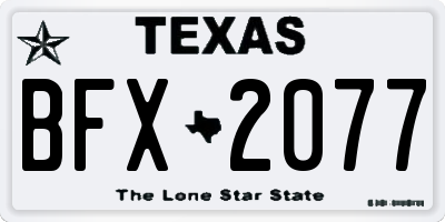 TX license plate BFX2077