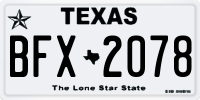 TX license plate BFX2078