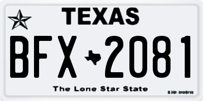TX license plate BFX2081
