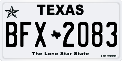 TX license plate BFX2083