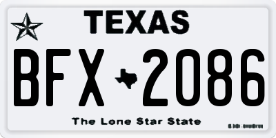 TX license plate BFX2086
