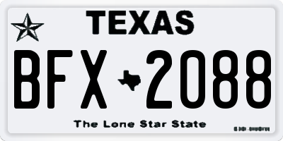 TX license plate BFX2088