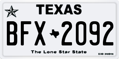 TX license plate BFX2092
