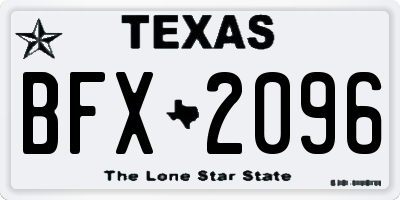 TX license plate BFX2096