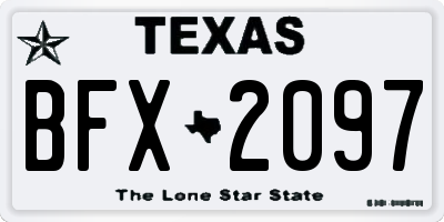 TX license plate BFX2097