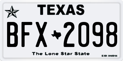 TX license plate BFX2098