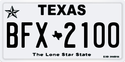 TX license plate BFX2100