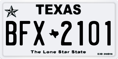 TX license plate BFX2101