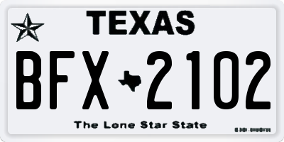 TX license plate BFX2102