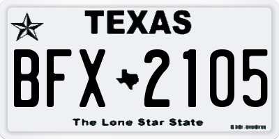 TX license plate BFX2105