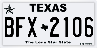 TX license plate BFX2106