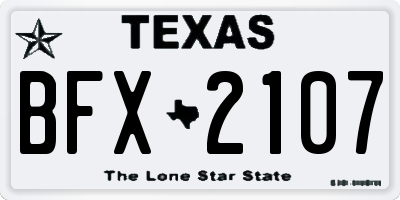 TX license plate BFX2107