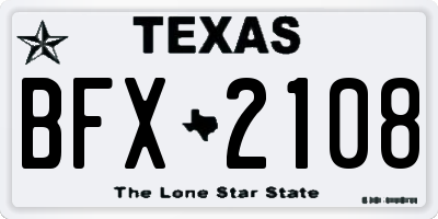 TX license plate BFX2108