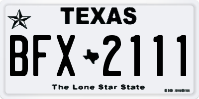 TX license plate BFX2111