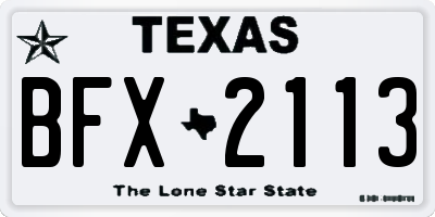 TX license plate BFX2113