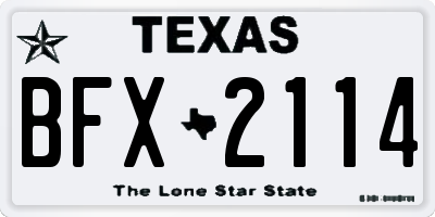 TX license plate BFX2114