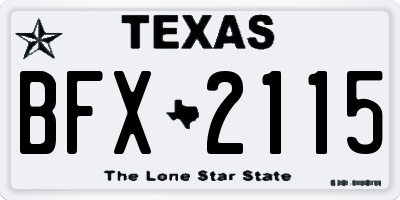 TX license plate BFX2115