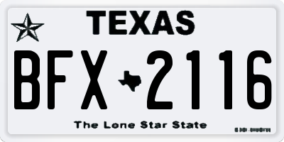 TX license plate BFX2116