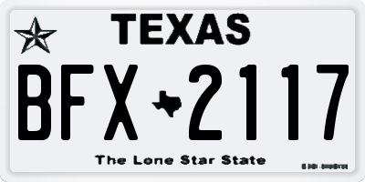 TX license plate BFX2117