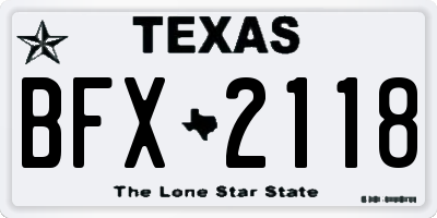TX license plate BFX2118