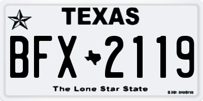 TX license plate BFX2119